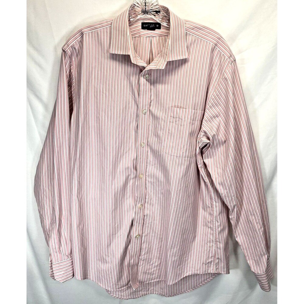 Lands' End Men's No Iron Long Sleeve Striped Button Front Shirt 16-16 1/2 34 EUC